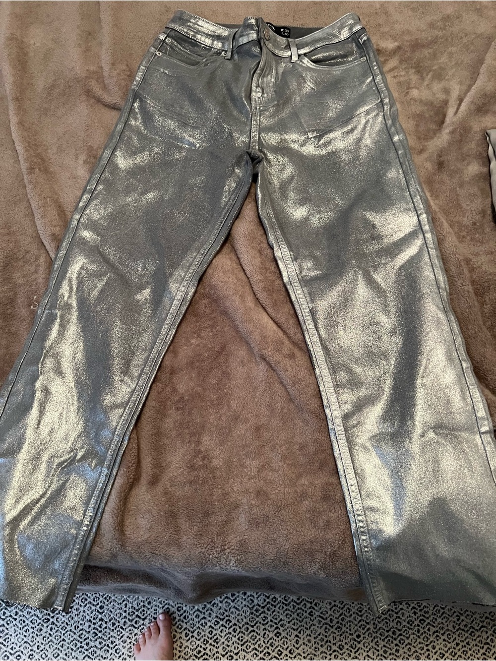 Metallic Silver Women's Jeans